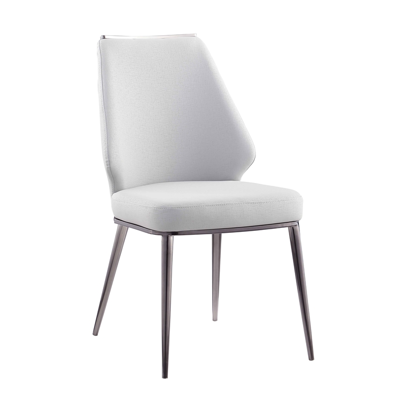 Milan Tate Contemporary Curved Back Faux Leather Side Chair in Gray( Set of 2)