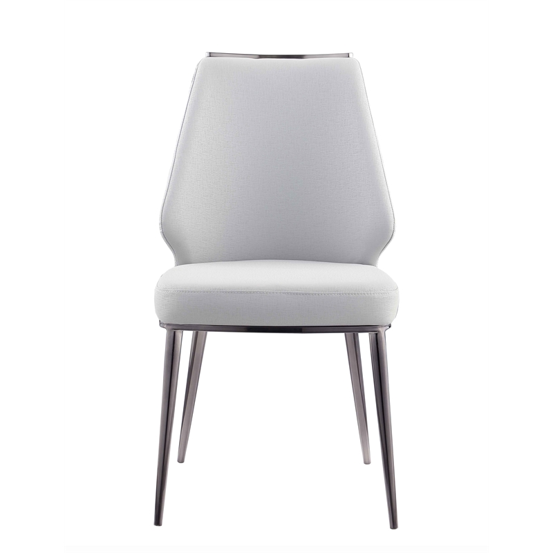 Milan Tate Contemporary Curved Back Faux Leather Side Chair in Gray( Set of 2)