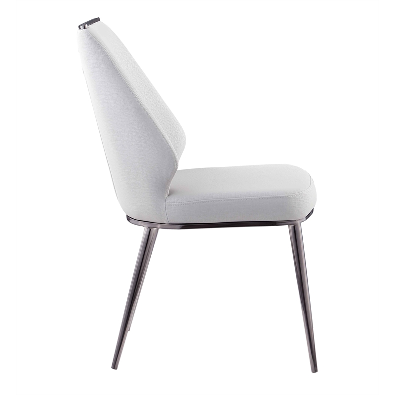 Milan Tate Contemporary Curved Back Faux Leather Side Chair in Gray( Set of 2)