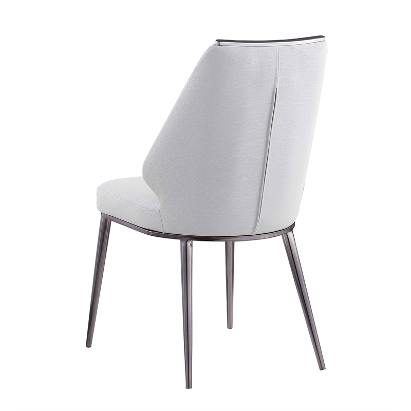 Milan Tate Contemporary Curved Back Faux Leather Side Chair in Gray( Set of 2)