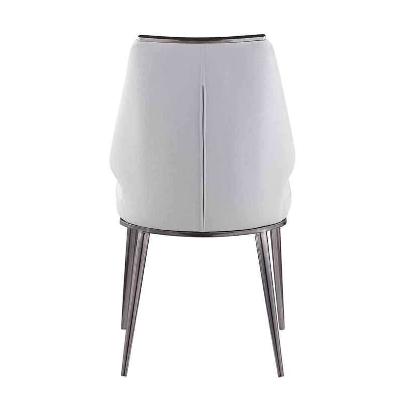 Milan Tate Contemporary Curved Back Faux Leather Side Chair in Gray( Set of 2)