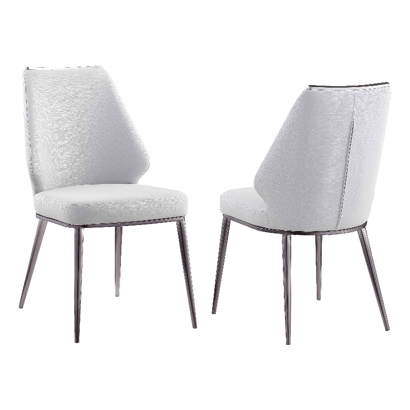 Milan Tate Contemporary Curved Back Faux Leather Side Chair in Gray( Set of 2)