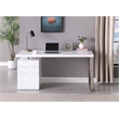 Milan Rotatable White Home Office Desk with Wooden Top & 3-Drawer Cabinet