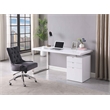 Milan Rotatable White Home Office Desk with Wooden Top & 3-Drawer Cabinet