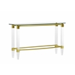 Milan Giselle Rectangular Clear Glass Sofa Table with Acrylic Legs & Gold Frame