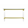 Milan Giselle Rectangular Clear Glass Sofa Table with Acrylic Legs & Gold Frame