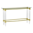 Milan Giselle Rectangular Clear Glass Sofa Table with Acrylic Legs & Gold Frame
