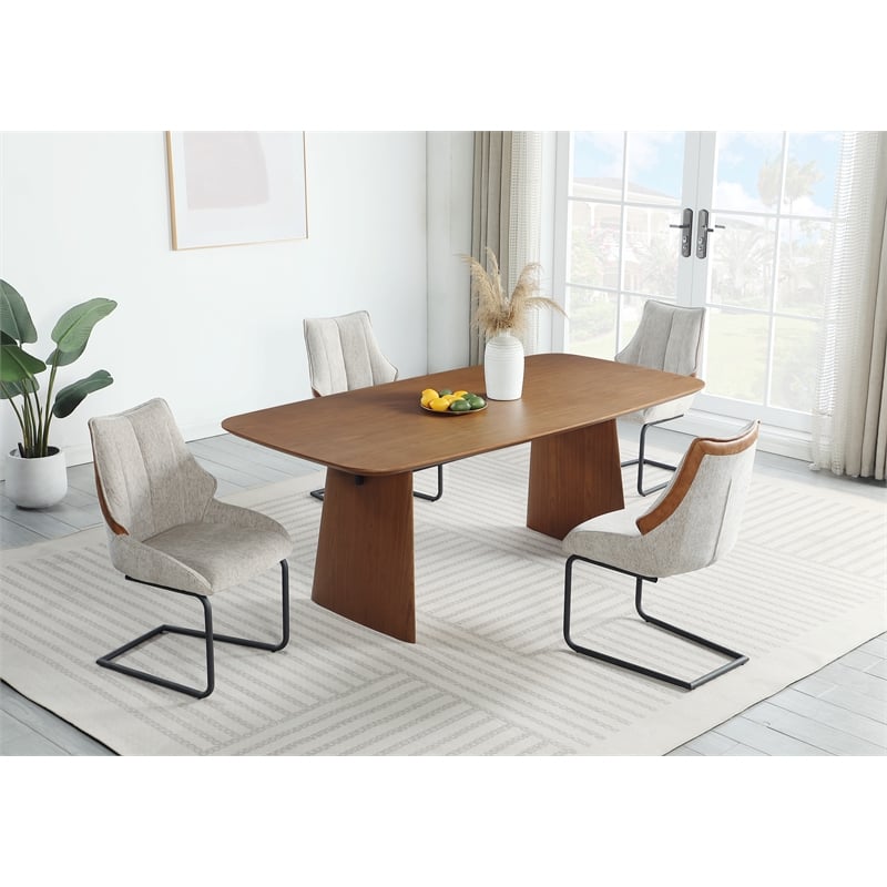 Milan Melona Taupe Contemporary Cantilever Side Chair with Steel Base - Set of 2