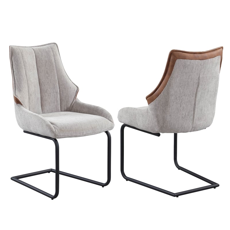 Milan Melona Taupe Contemporary Cantilever Side Chair with Steel Base - Set of 2