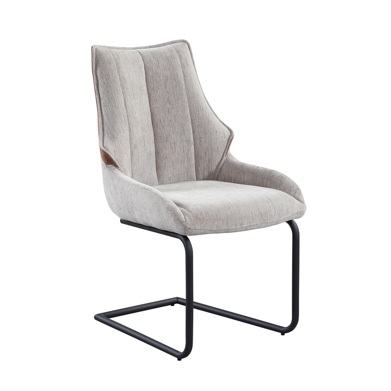 Milan Melona Taupe Contemporary Cantilever Side Chair with Steel Base - Set of 2