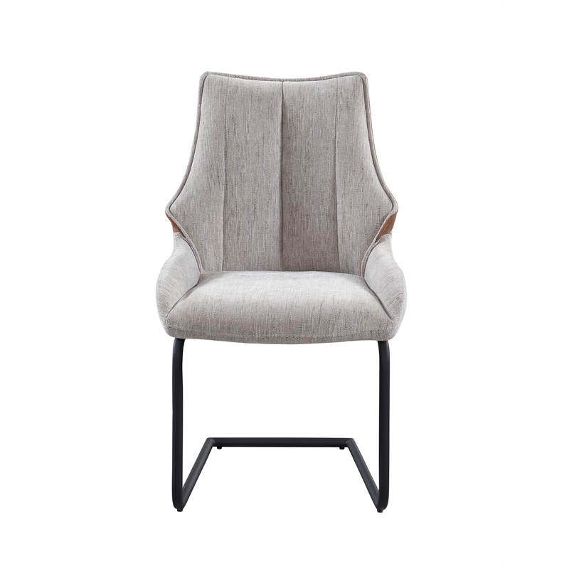 Milan Melona Taupe Contemporary Cantilever Side Chair with Steel Base - Set of 2