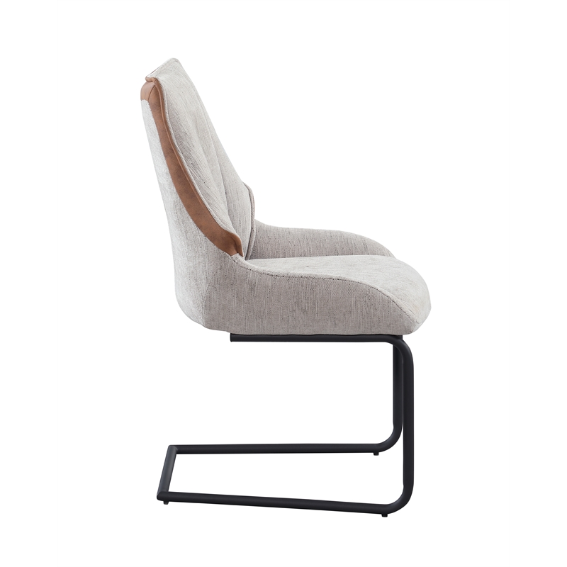 Milan Melona Taupe Contemporary Cantilever Side Chair with Steel Base - Set of 2