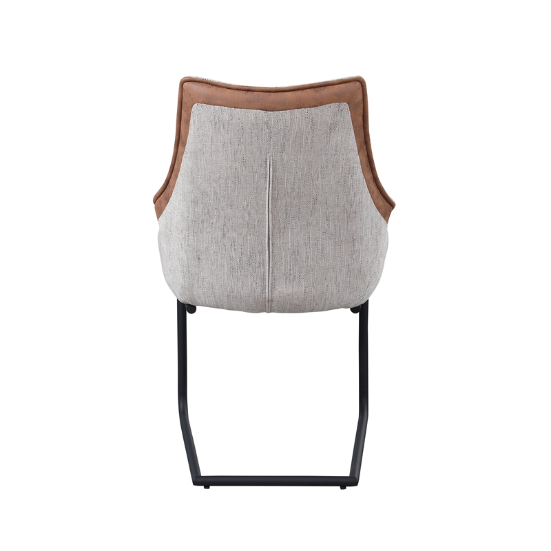 Milan Melona Taupe Contemporary Cantilever Side Chair with Steel Base - Set of 2