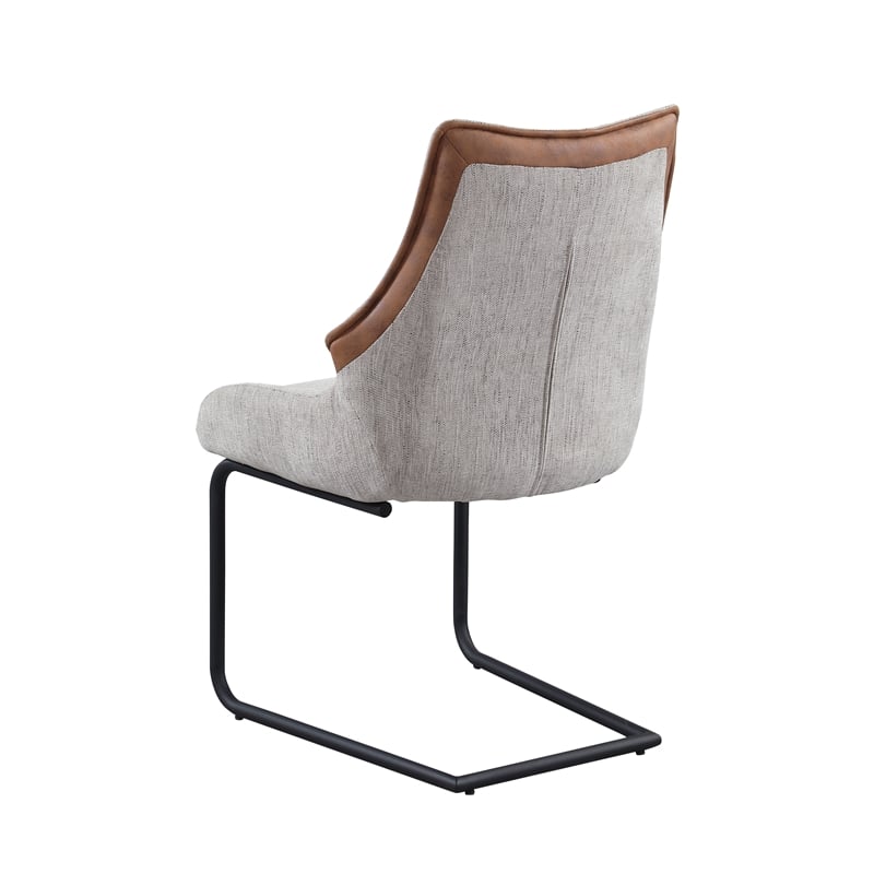 Milan Melona Taupe Contemporary Cantilever Side Chair with Steel Base - Set of 2