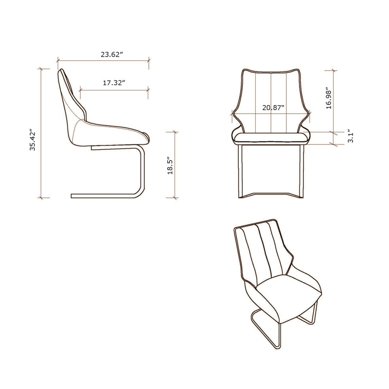 Milan Melona Taupe Contemporary Cantilever Side Chair with Steel Base - Set of 2