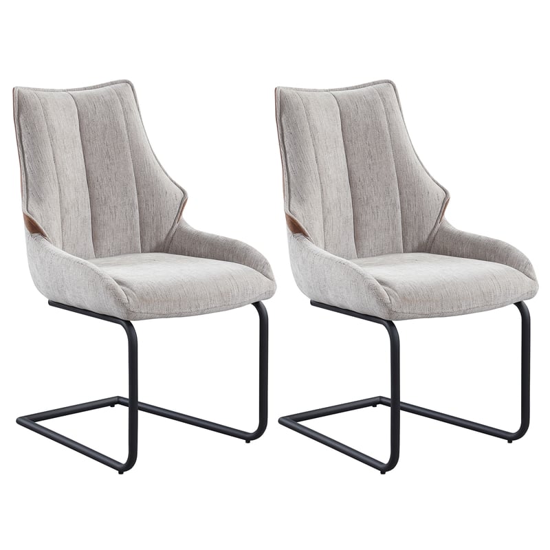 Milan Melona Taupe Contemporary Cantilever Side Chair with Steel Base - Set of 2