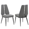 Milan Tessa Gray Faux Leather Side Chair with Graphite Accents - Set of 2