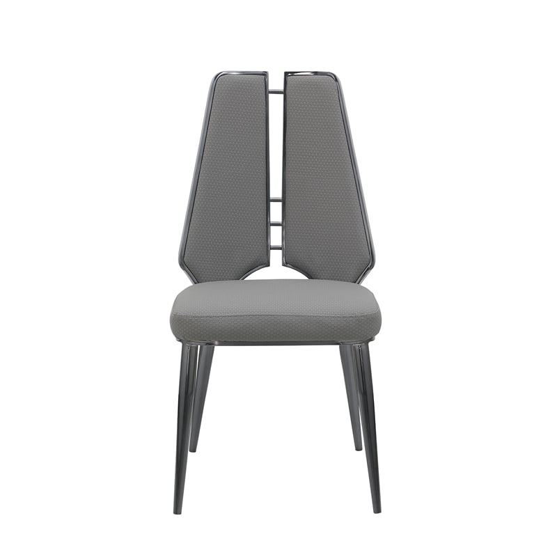 Milan Tessa Gray Faux Leather Side Chair with Graphite Accents - Set of 2