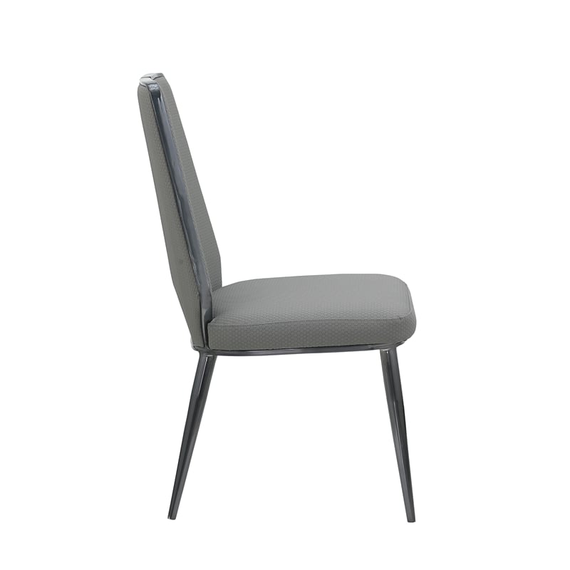 Milan Tessa Gray Faux Leather Side Chair with Graphite Accents - Set of 2