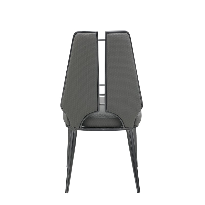 Milan Tessa Gray Faux Leather Side Chair with Graphite Accents - Set of 2