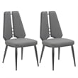 Milan Tessa Gray Faux Leather Side Chair with Graphite Accents - Set of 2