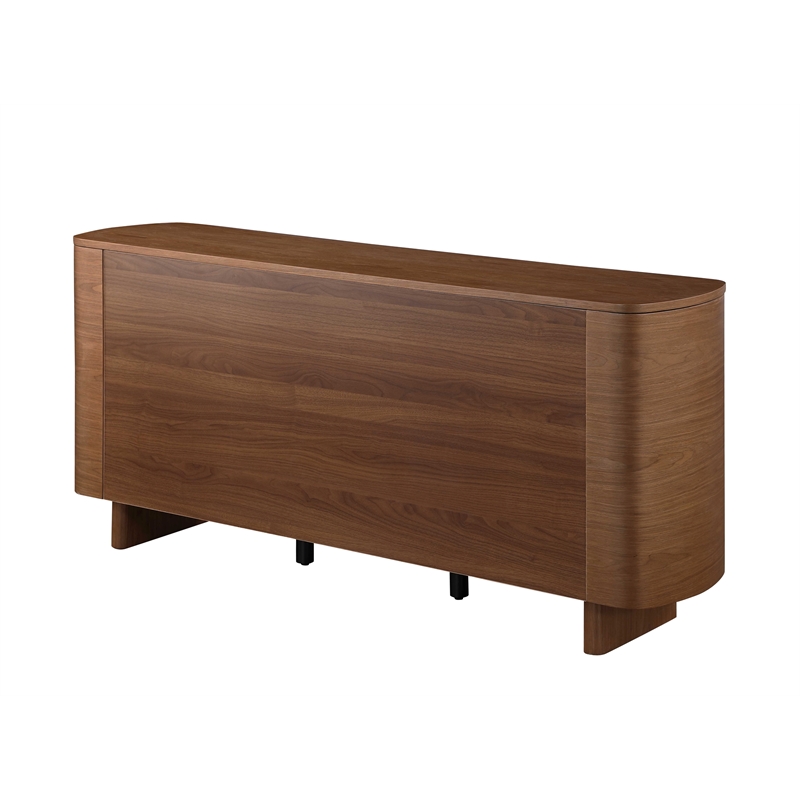 Milan Ethan Walnut Brown Modern All-wood Buffet with 2 Shelves & 3 Drawers
