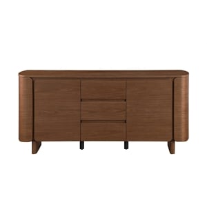 Milan Ethan Walnut Brown Modern All-wood Buffet with 2 Shelves & 3 Drawers