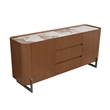 Milan Runa Walnut Brown Modern 2-Door Wood Buffet with Ceramic Top & Steel Legs