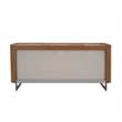 Milan Runa Walnut Brown Modern 2-Door Wood Buffet with Ceramic Top & Steel Legs
