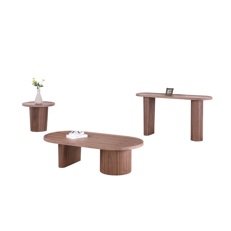 Milan Modern All-Wood Oval Top Cocktail Table