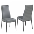 Milan Kassandra Gray Faux Leather Diamond Stitched Back Side Chair - Set of 2