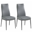 Milan Kassandra Gray Faux Leather Diamond Stitched Back Side Chair - Set of 2