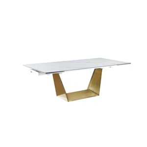 Milan Scalia Contemporary Extendable Ceramic Top Dining Table w/ Golden Base