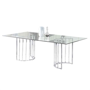 Milan Tania Contemporary 42&quotx 72&quot Glass Top Dining Table w/ Steel & Acrylic Base