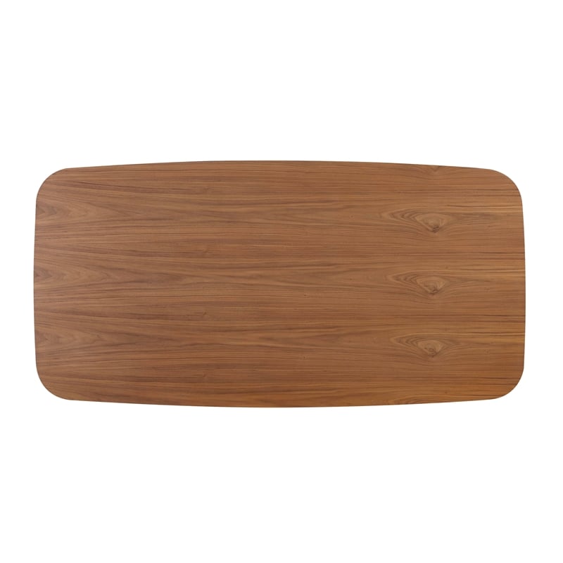 Milan Ethan Modern Wood Dining Table with Walnut Top & Matte Black Steel Accent