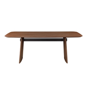 Milan Ethan Modern Wood Dining Table with Walnut Top & Matte Black Steel Accent