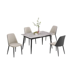Milan Jester Contemporary Gray Dining Set w/ Extendable Table & Two-Tone Chairs