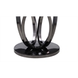 Milan Lyn Round Glass Dining Table w/ Graphite Gray 3-Ring Steel Base