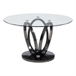 Milan Lyn Round Glass Dining Table w/ Graphite Gray 3-Ring Steel Base