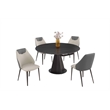 Milan Jester Contemporary Black Dining Set w/ Extendable Table & Gray Chairs