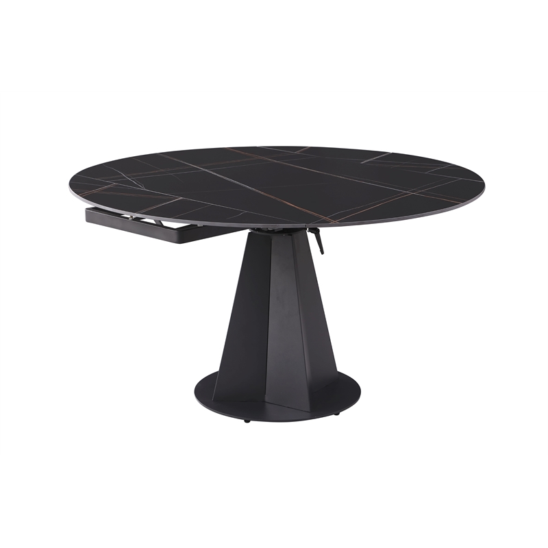 Milan Sean Contemporary Motion Extendable Table with Matte Black Steel Base