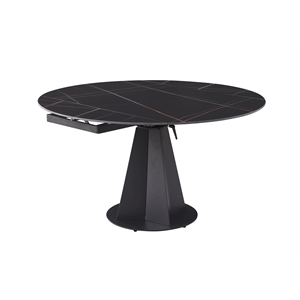 Milan Sean Contemporary Motion Extendable Table with Matte Black Steel Base