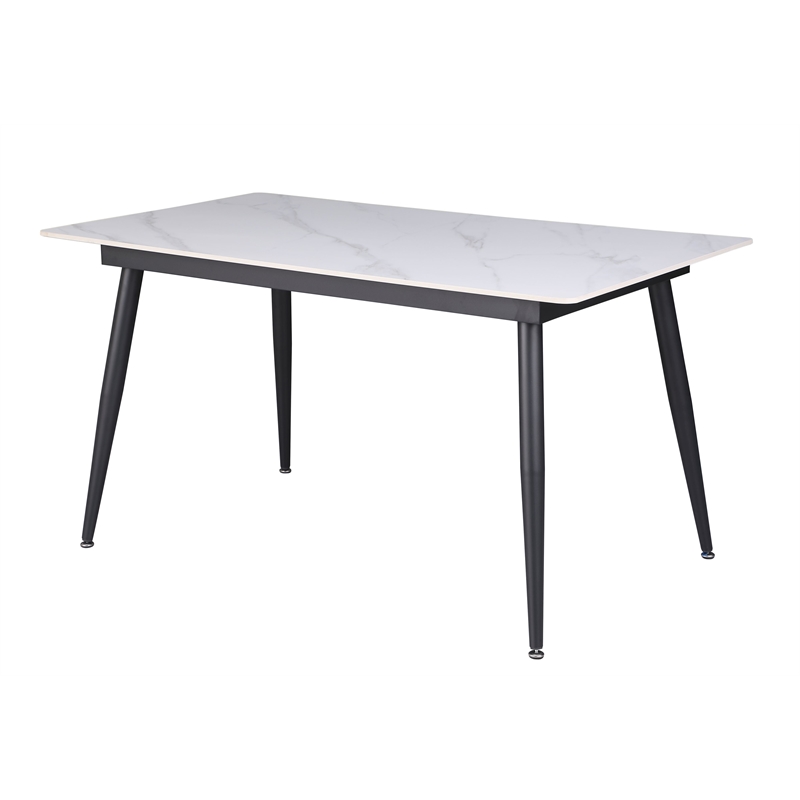 Milan Quinsley Dining Set w/ Matte White Sintered Stone Table & Gray Chairs