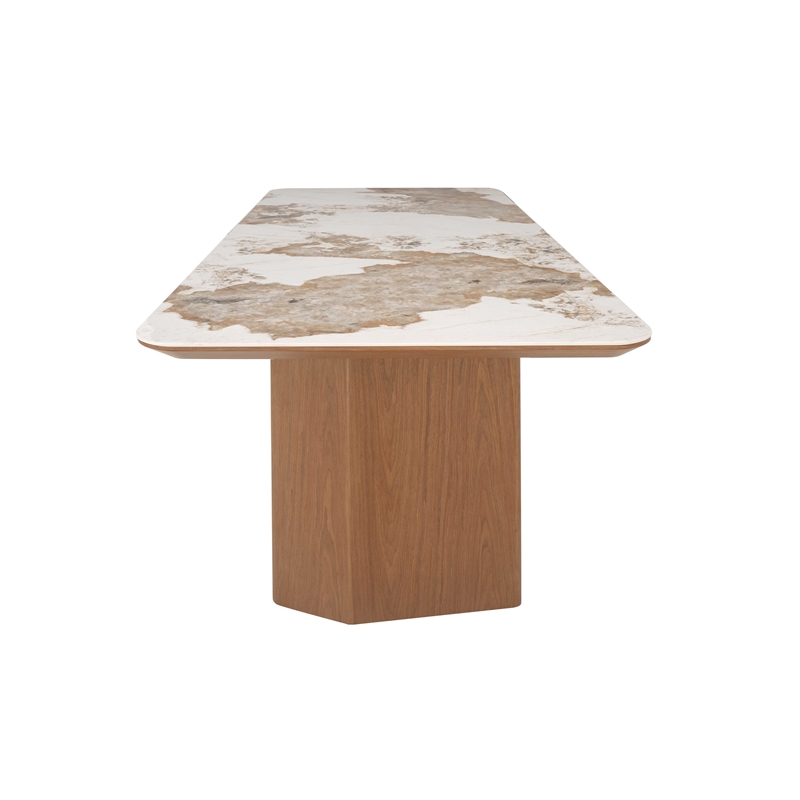 Milan Runa-Robbie Modern Dining Set w/ Ceramic Top Table & Taupe Chairs