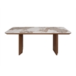Milan Runa-Robbie Modern Dining Set w/ Ceramic Top Table & Taupe Chairs