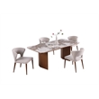 Milan Runa-Robbie Modern Dining Set w/ Ceramic Top Table & Taupe Chairs
