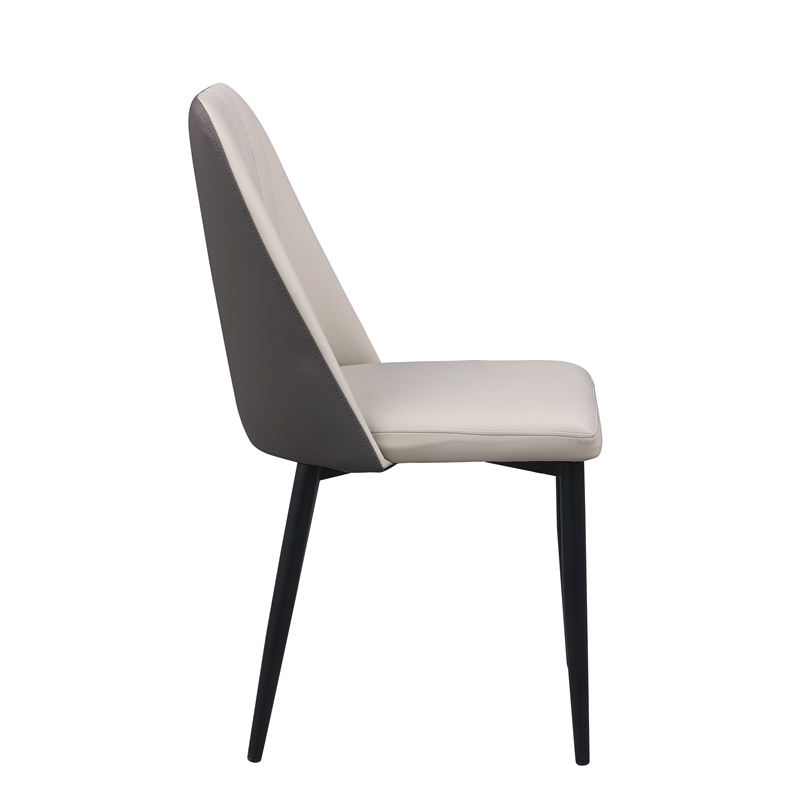 Milan Jester Contemporary Gray Two-Tone Faux Leather Side Chair - Set of 2