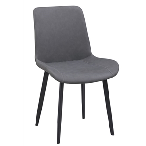 Milan Quinsley Gray Faux Leather Curved Back Chair w/Matte Black Legs - Set of 4