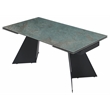 Milan Henner Extendable Dining Table w/ Green Ceramic Top & Black Steel Base