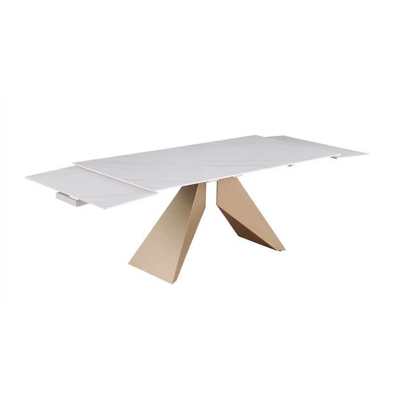 Milan Amaire Contemporary Dining Set w/ Matte White Ceramic Table & Beige Chairs